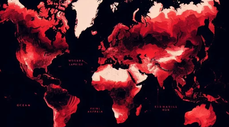 World Map in red colour